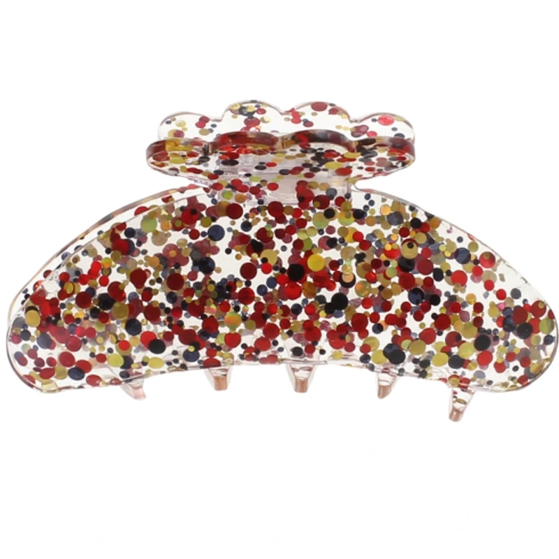 By Stær Asta Hair Clip Medium Confetti Rød Guld