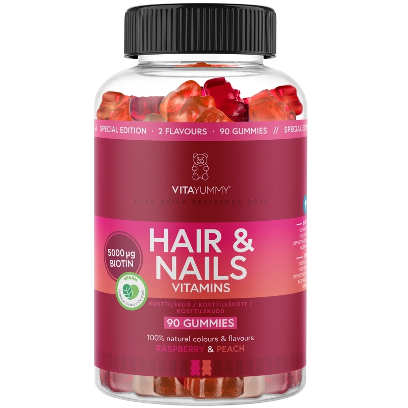 Vitayummy Hair   Nails Mixed Raspberry   Peach 90 Pieces  Limited Edition